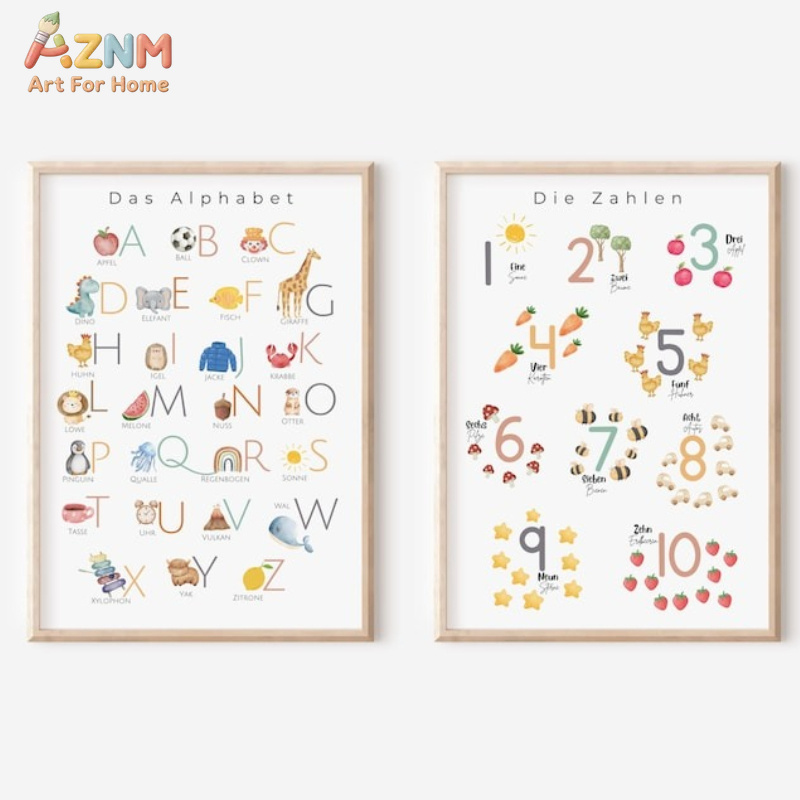 Kids Education Number - AZNM Cuadro de pared en lienzo